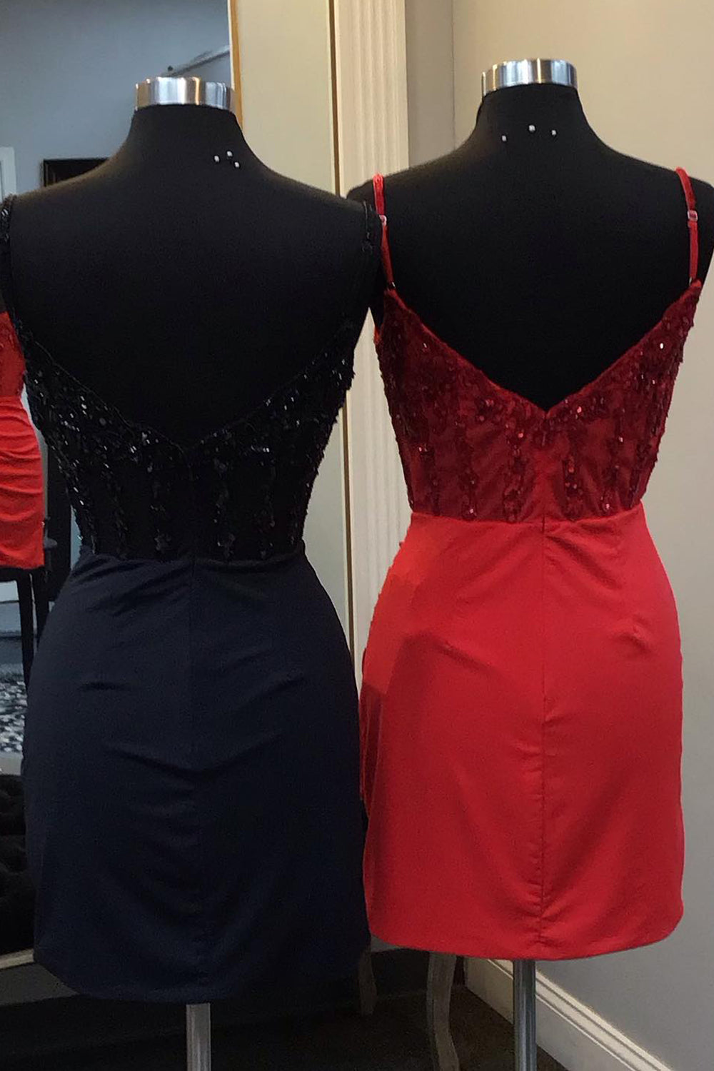 Misshow Sparkly Red Corset Sequin Tight Homecoming Dress/Mini Dress