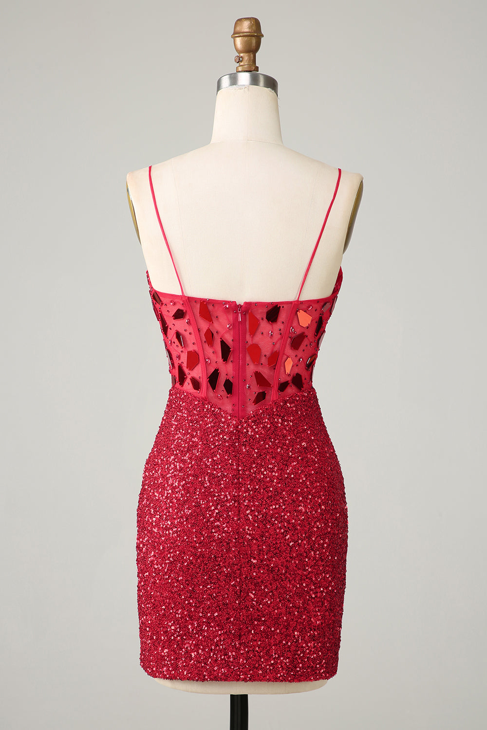 Misshow Sparkly Red Sequin Tight Short Mirror Homecoming Dress/Mini Dress