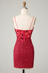 Misshow Sparkly Red Sequin Tight Short Mirror Homecoming Dress/Mini Dress