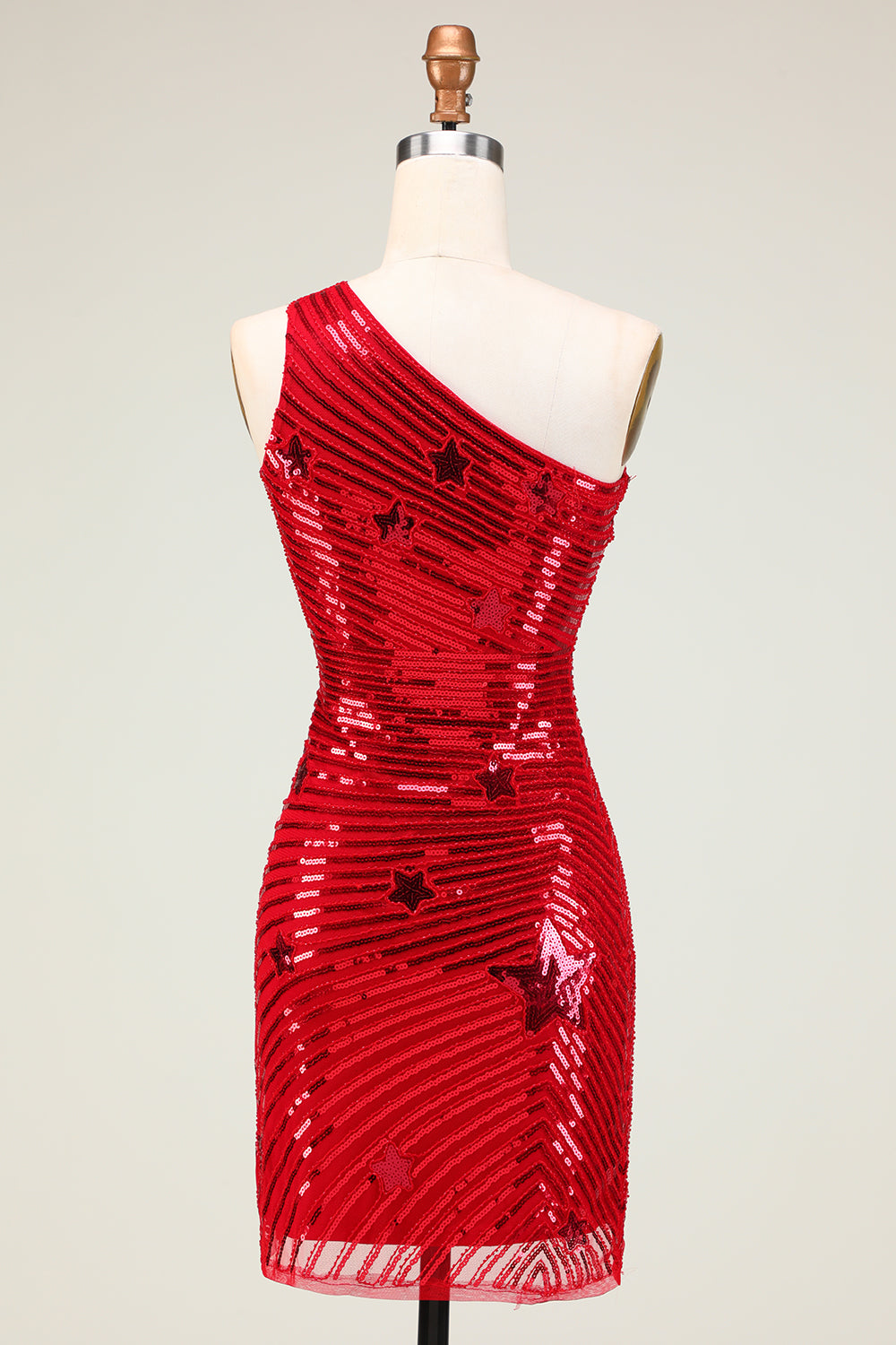 Misshow Sparkly Red Sequins Stars Tight Short Homecoming Dress/Mini Dress