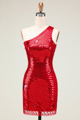 Misshow Sparkly Red Sequins Stars Tight Short Homecoming Dress/Mini Dress