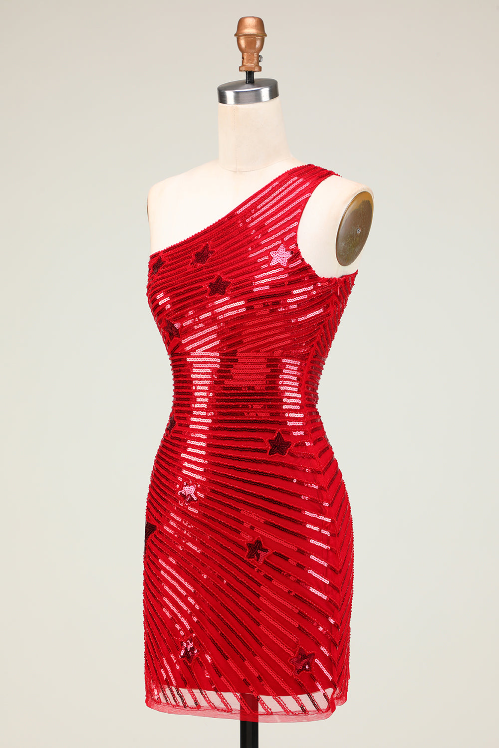 Misshow Sparkly Red Sequins Stars Tight Short Homecoming Dress/Mini Dress