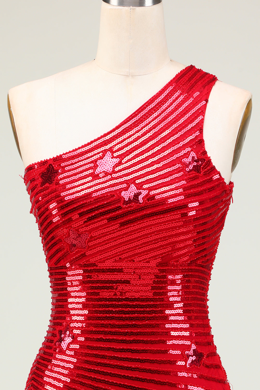 Misshow Sparkly Red Sequins Stars Tight Short Homecoming Dress/Mini Dress