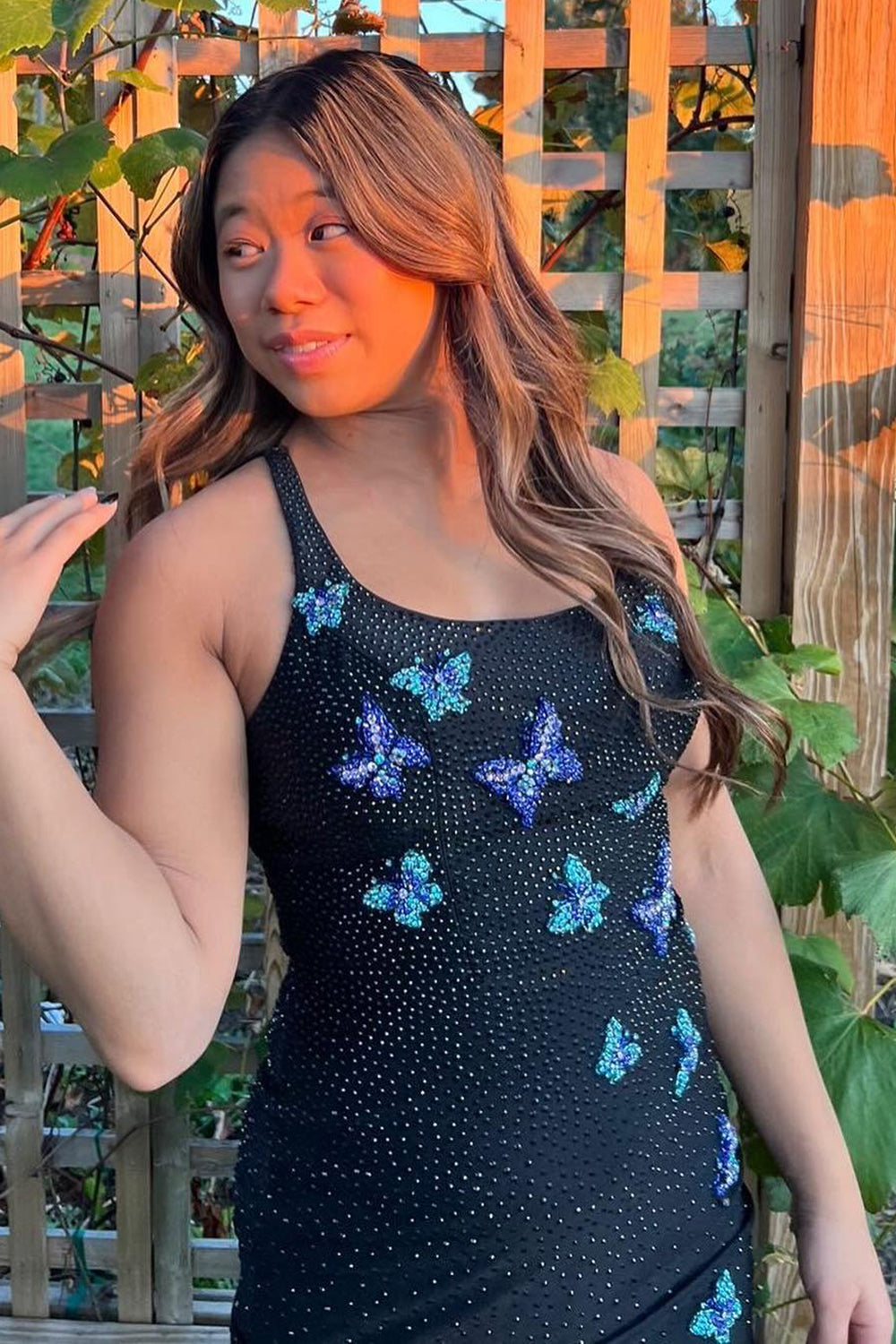 Misshow Sparkly Royal Blue Beaded Butterflies Tight Short Homecoming Dress/Mini Dress