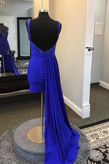 Misshow Sparkly Royal Blue Tight Short Homecoming Dress/Mini Dress With Beadings
