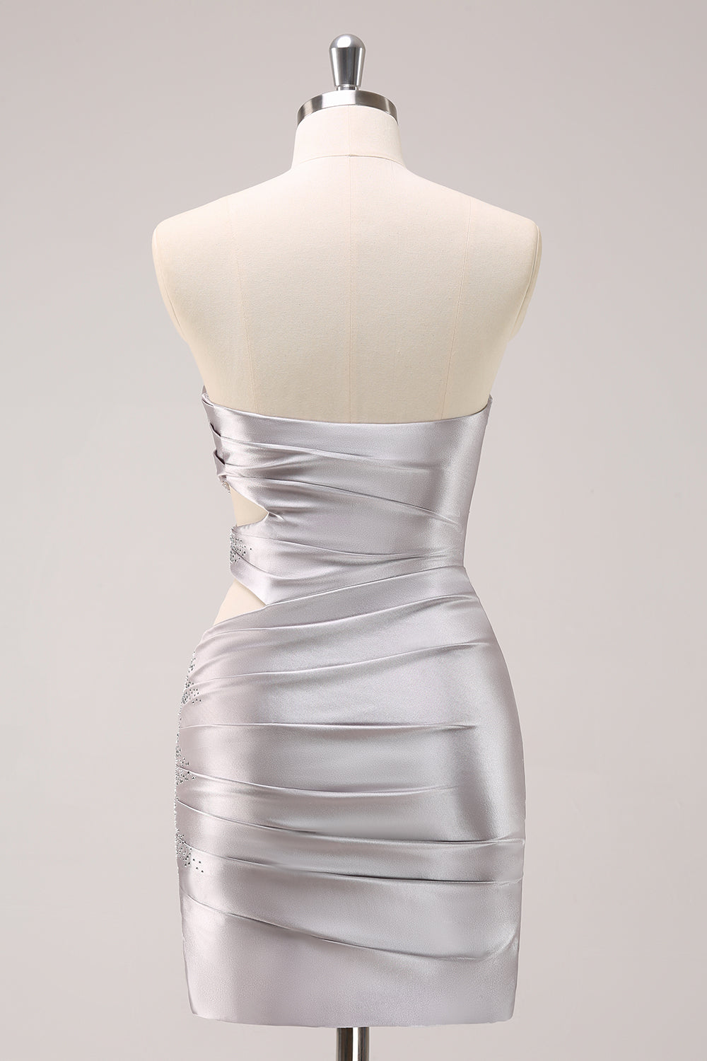 Misshow Sparkly Silver Beaded Short Tight Homecoming Dress/Mini Dress