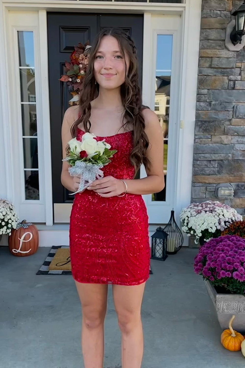 Misshow Sparkly White Sequins Tight Short Homecoming Dress/Mini Dress
