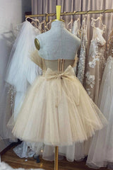 Misshow Strapless Beige A Line Short Homecoming Dress/Mini Dress