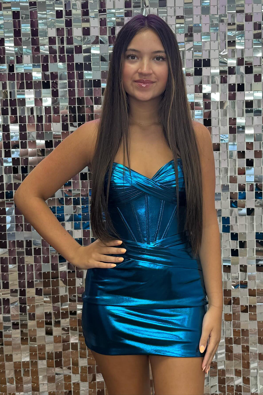 Misshow Strapless Burgundy Satin Corset Tight Short Homecoming Dress/Mini Dress
