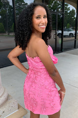Misshow Sweetheart Pink Bodycon Short Homecoming Dress/Mini Dress with Appliques