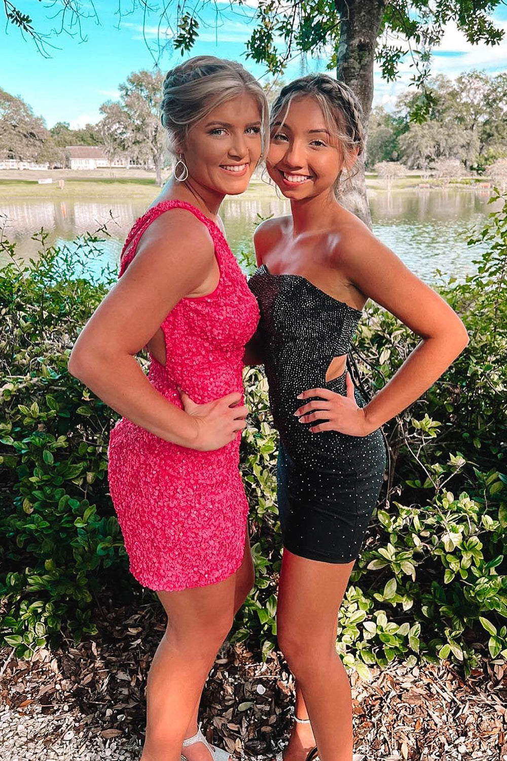 Misshow Tight Yellow Open Back Sequins Homecoming Dress/Mini Dress