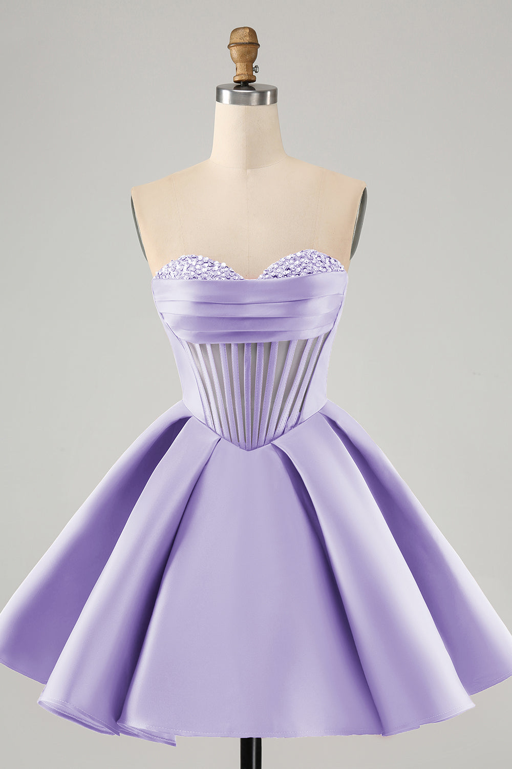 Misshow Trendy Fuchsia Corset A Line Strapless Short Homecoming Dress/Mini Dress with Beadings