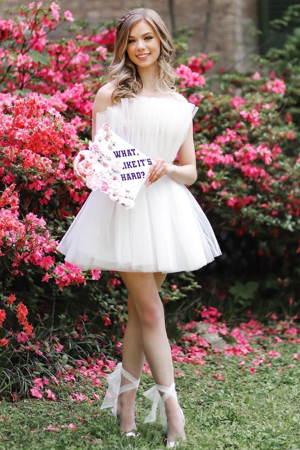 Misshow White Strapless A-Line Short Homecoming Dress/Mini Dress