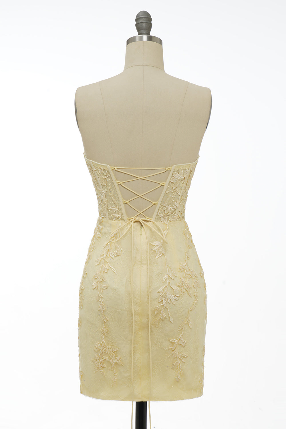 Misshow Yellow Tight Short Homecoming Dress/Mini Dress with Appliques