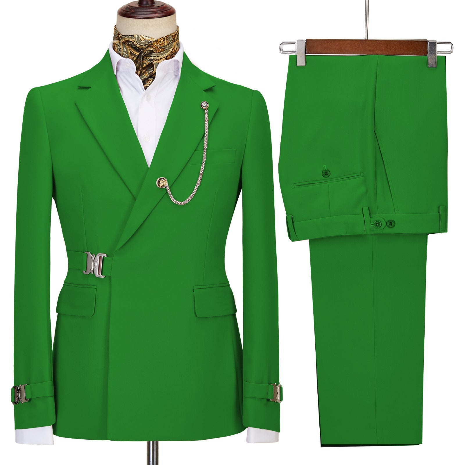 Modern Green Notched Lapel Men's Prom Suit