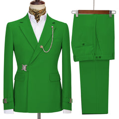 Modern Green Notched Lapel Men's Prom Suit