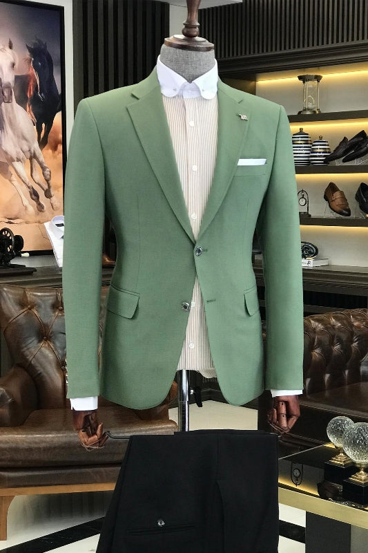 Modern Jade Notched Lapel Two-Piece Prom Suit For Men