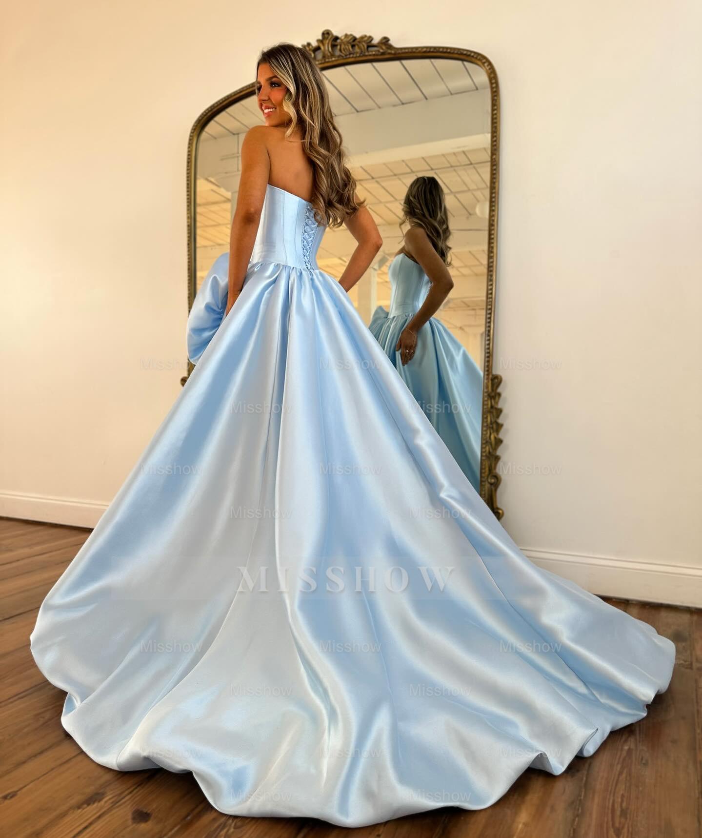Modern Long A-line Red Strapless Prom Dress with Slit and Ruffles Modern Long A-line Red Strapless Prom Dress with Slit and Ruffles