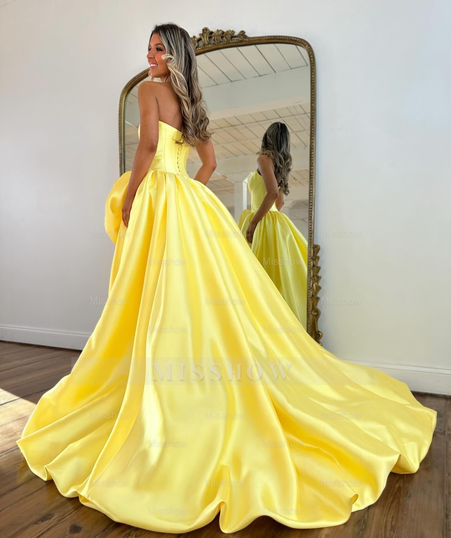 Modern Long A-line Red Strapless Prom Dress with Slit and Ruffles Modern Long A-line Red Strapless Prom Dress with Slit and Ruffles