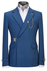 Modern Navy Blue Notched Lapel Men's Prom Suit