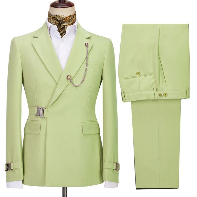 Modern Olive Green Special Closure Notched Lapel Business Men’s Suits