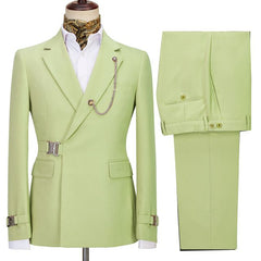 Modern Olive Green Special Closure Notched Lapel Business Men’s Suits