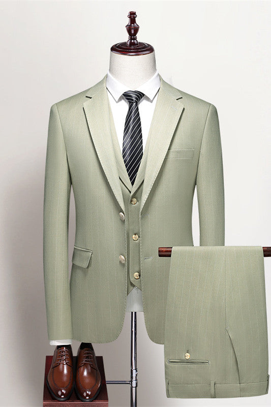 Modern Sage Notched Lapel Three Piece Prom Men's Suit