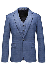 Modern Sky Blue Notch Lapel Three-Piece Men's Business Suit
