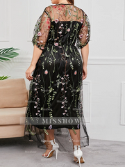 Mother of the Bride A-Line Princess Dresses with Tulle Embroidery