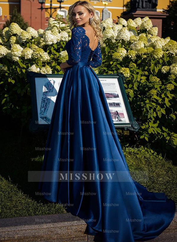 Mother of the Bride Satin A-Line/Princess Dresses Featuring Lace and Belt