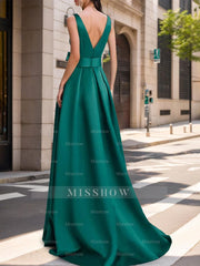 Mother of the Bride Scoop Neck A-Line/Princess Dress with High Split and Bow