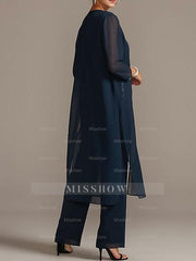 Mother of the Bride Scoop Neck Pantsuits in Chiffon