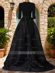 Mother of the Bride V-Neck Pantsuit with 3/4 Sleeves and Flower Belt