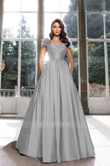 Grey sweetheart feather A-line evening dress