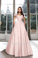 Pink sweetheart feather A-line evening dress