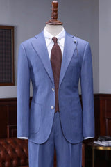 New Arrival Blue Notched Lapel Men's Prom Suit