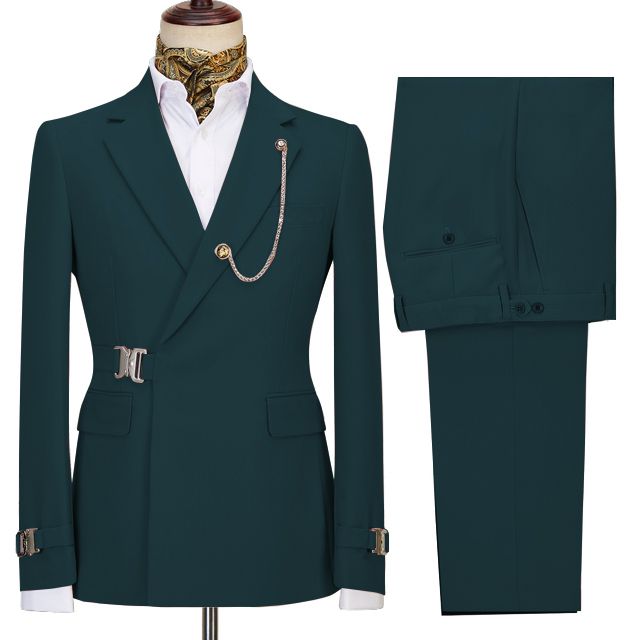 New Arrival Dark Green Two-Piece Notched Lapel Business Men’s Suits