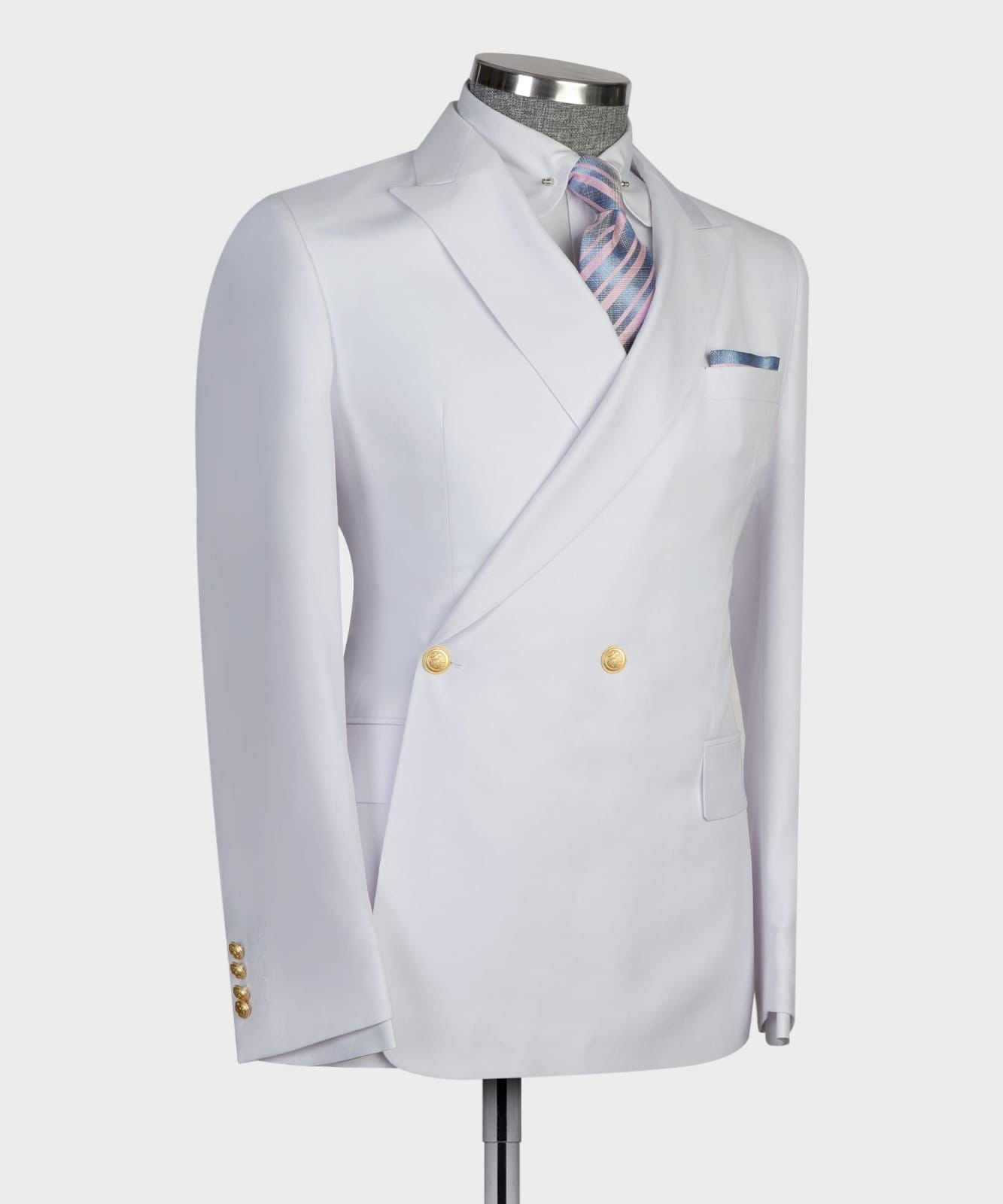 New Arrival White Double-Breasted Bespoke Slim Fit Prom Suit for Men