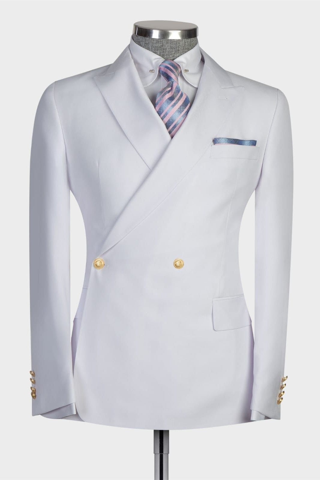New Arrival White Double-Breasted Bespoke Slim Fit Prom Suit for Men