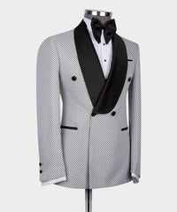 New Arrival White Slim Fit Double-Breasted Shawl Collar Men’s Suit