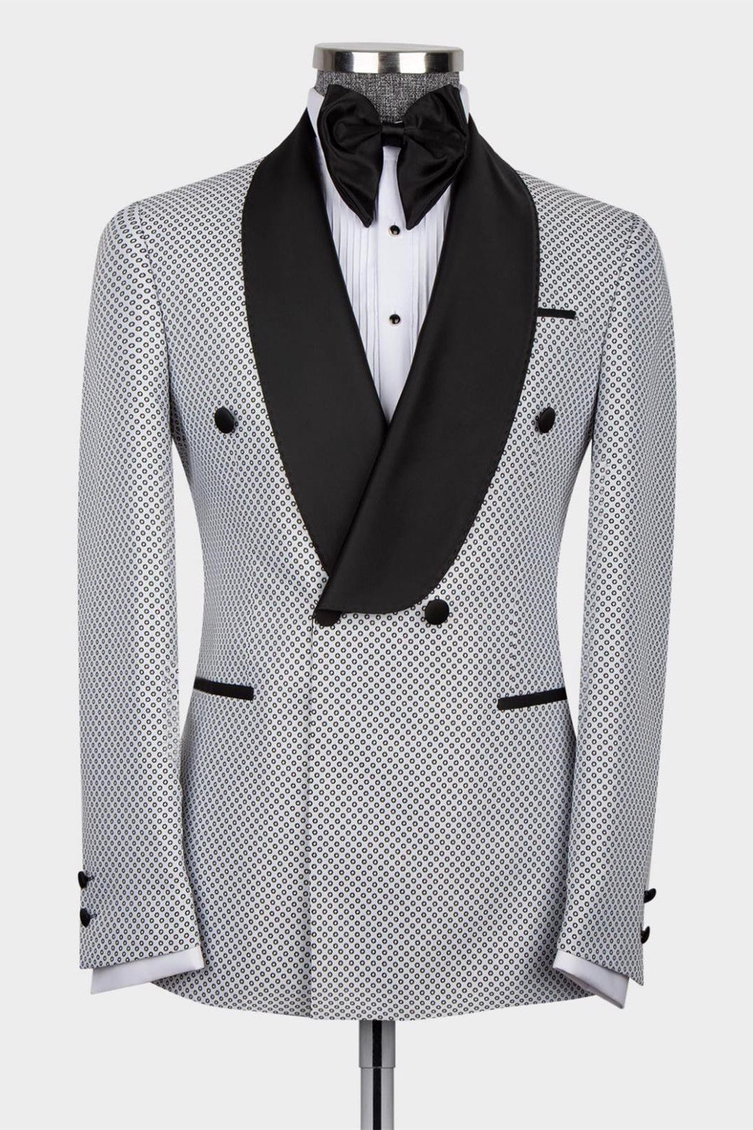 New Arrival White Slim Fit Double-Breasted Shawl Collar Men’s Suit
