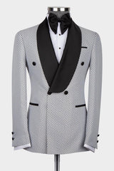 New Arrival White Slim Fit Double-Breasted Shawl Collar Men’s Suit