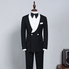 New Black and White Slim Fit Custom Wedding Suit for Grooms
