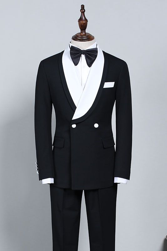 New Black and White Slim Fit Custom Wedding Suit for Grooms