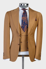 New Brown Peaked Lapel Fashion Business Men’s Suit