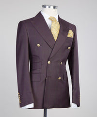 New Burgundy Plaid Double Breasted Best Fit Men’s Suits