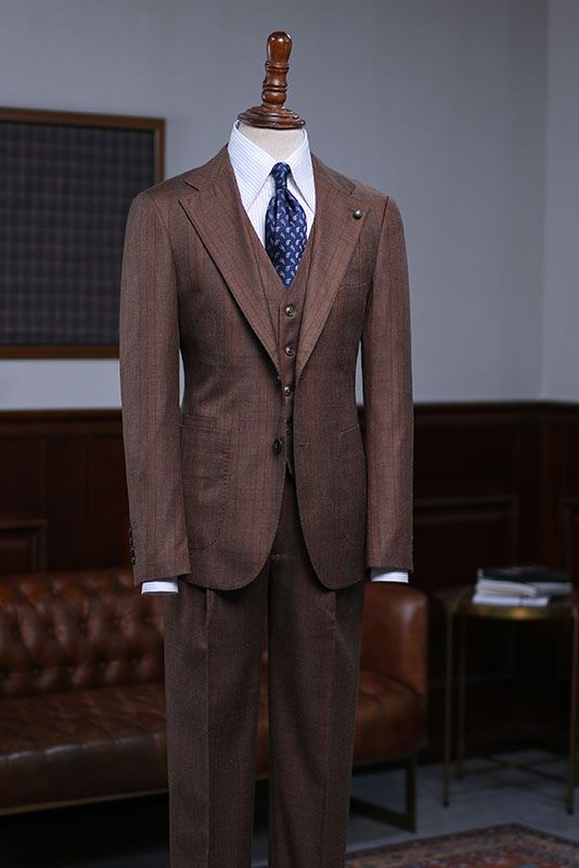 New Coffee Striped One Button Slim Fit Custom Suit
