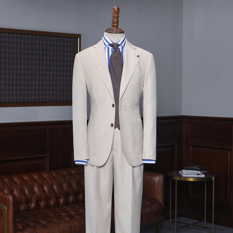 New Light Khaki Two Pieces Notched Lapel Business Suit