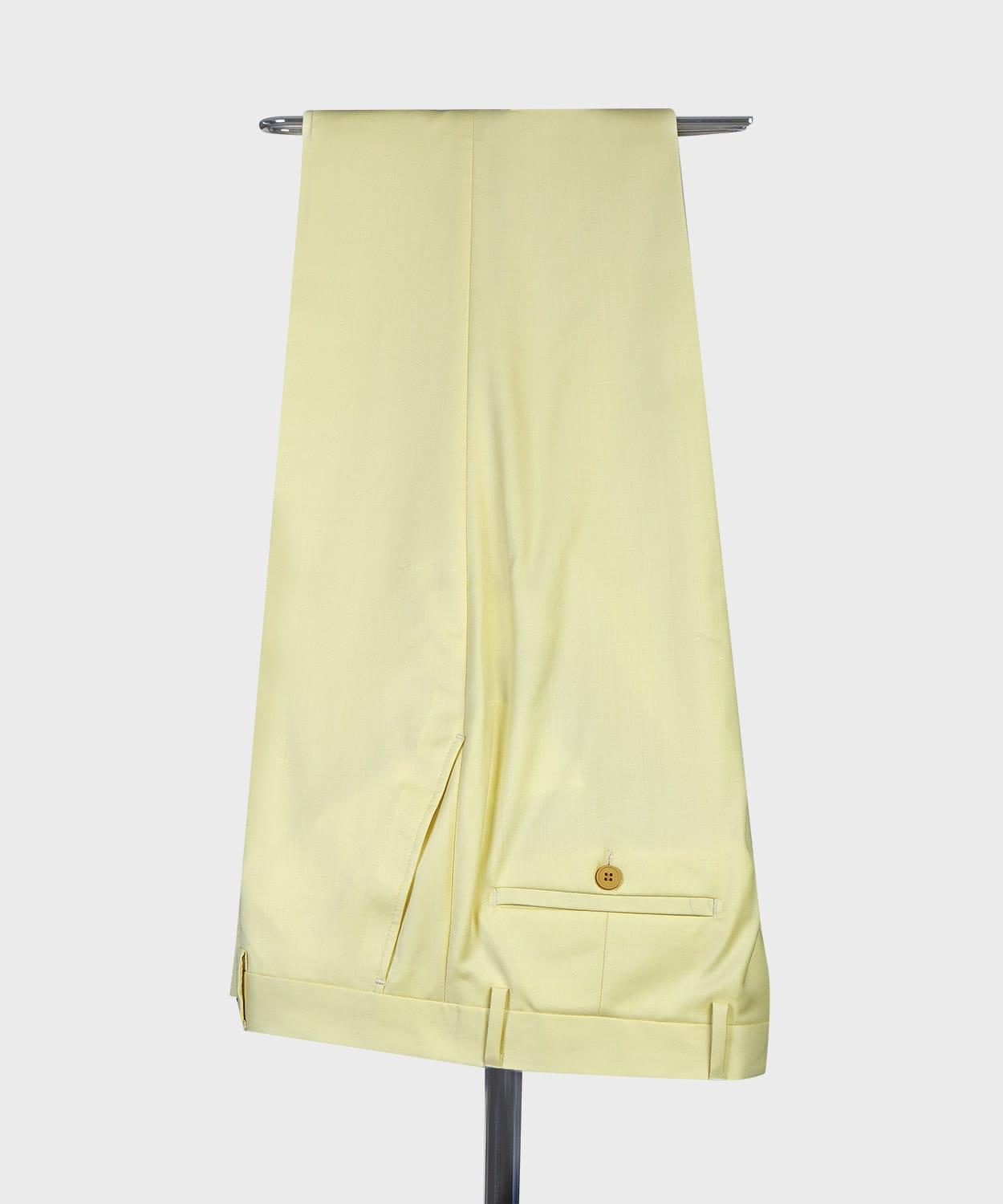 New Light Yellow Double Breasted Peak Lapel Men’s Suits