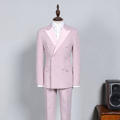 New Pink Peak Lapel Double Breasted Custom Prom Suit